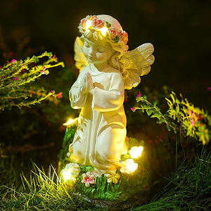 BSCI Fábrica <span class=keywords><strong>Angel</strong></span> Garden Estátua Solar Fairy Garden Estatueta com Warm <span class=keywords><strong>White</strong></span> Light Cogumelo Outdoor Escultura - Product Image 3