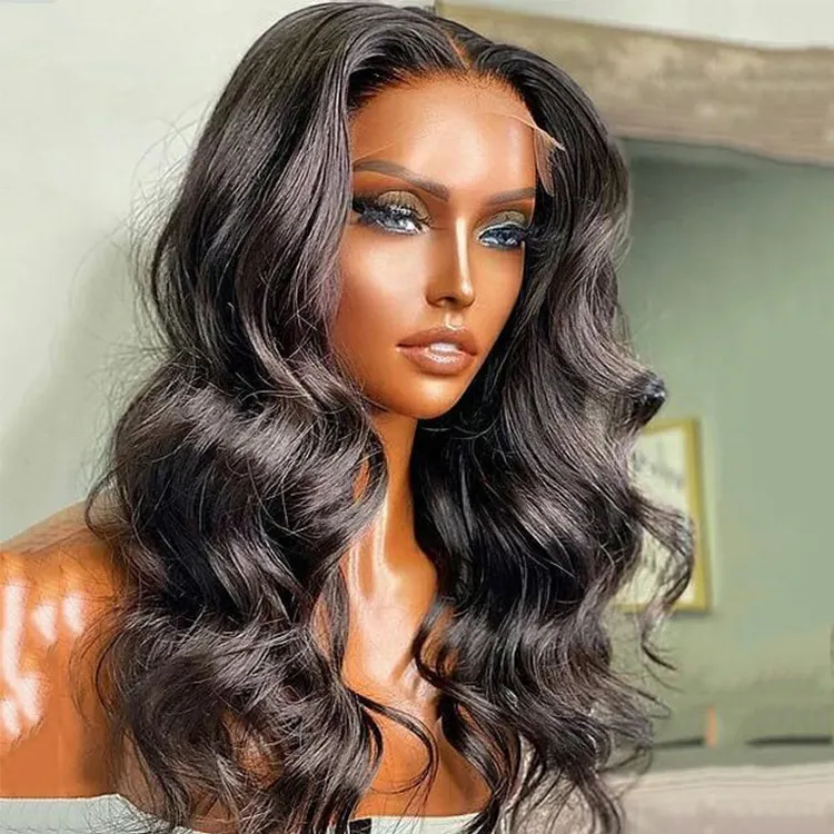 Wig Frontal Renda HD Penuh Murah Lurus Brasil Virgin Rambut Manusia Ekstensi Wig Renda Depan Transparan untuk WANITA HITAM