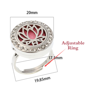 Just Breathe Plain/Rhinestone Finger <strong>Ring</strong> <strong>Resizable</strong> 316L Stainless Steel 20mm Diffuser Aromatherapy Locket <strong>Ring</strong> Free 10Pads - Product Image 5