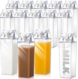 Botellas de <span class=keywords><strong>agua</strong></span> transparentes de 500/1000ML con forma de cartón de leche, botellas cuadradas de plástico para leche, portátiles, reutilizables, a prueba de fugas, para exteriores - Product Image 2