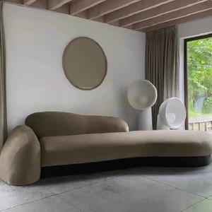 Sofá Curvo de Tela en Forma de S con Relleno de Espuma, Sofá para Invitados, Diseño Italiano Minimalista - Product Image 3