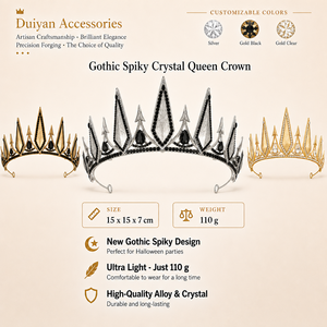 Nuovo Copricapo Gotico a Forma di Corona con Punte e Cristalli <span class=keywords><strong>per</strong></span> <span class=keywords><strong>Halloween</strong></span>, Matrimoni, Feste di Compleanno, Eleganti <span class=keywords><strong>Accessori</strong></span> <span class=keywords><strong>per</strong></span> <span class=keywords><strong>Capelli</strong></span> Duiyan - Product Image 2