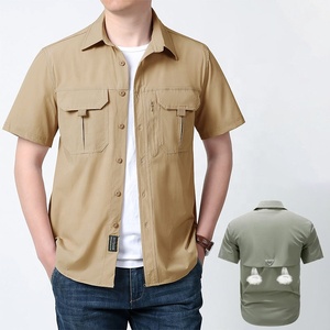 Chemises de construction à boutons pour hommes chemisier de pêche rafraîchissant tenue de randonnée à séchage rapide vêtements de mécanicien d'été chemise de travail - Product Image 1