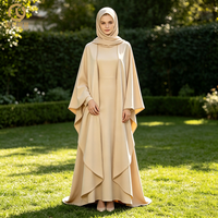 Fournisseur OEM ODM – Robe longue modeste en ivoire personnalisable avec votre design, manches longues, boutonnée sur le devant, coupe trapèze avec poches latérales pour femme