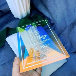 Invitation de <span class=keywords><strong>mariage</strong></span> en acrylique holographique irisé avec reflets de 2 mm ou 3 mm - Product Image 3