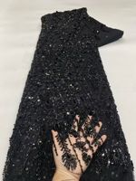 NI.AI Nouvelle Arrivée Tissu en Dentelle Brodé de Fleurs Scintillantes et de Perles, Tulle Brodé pour Fêtes