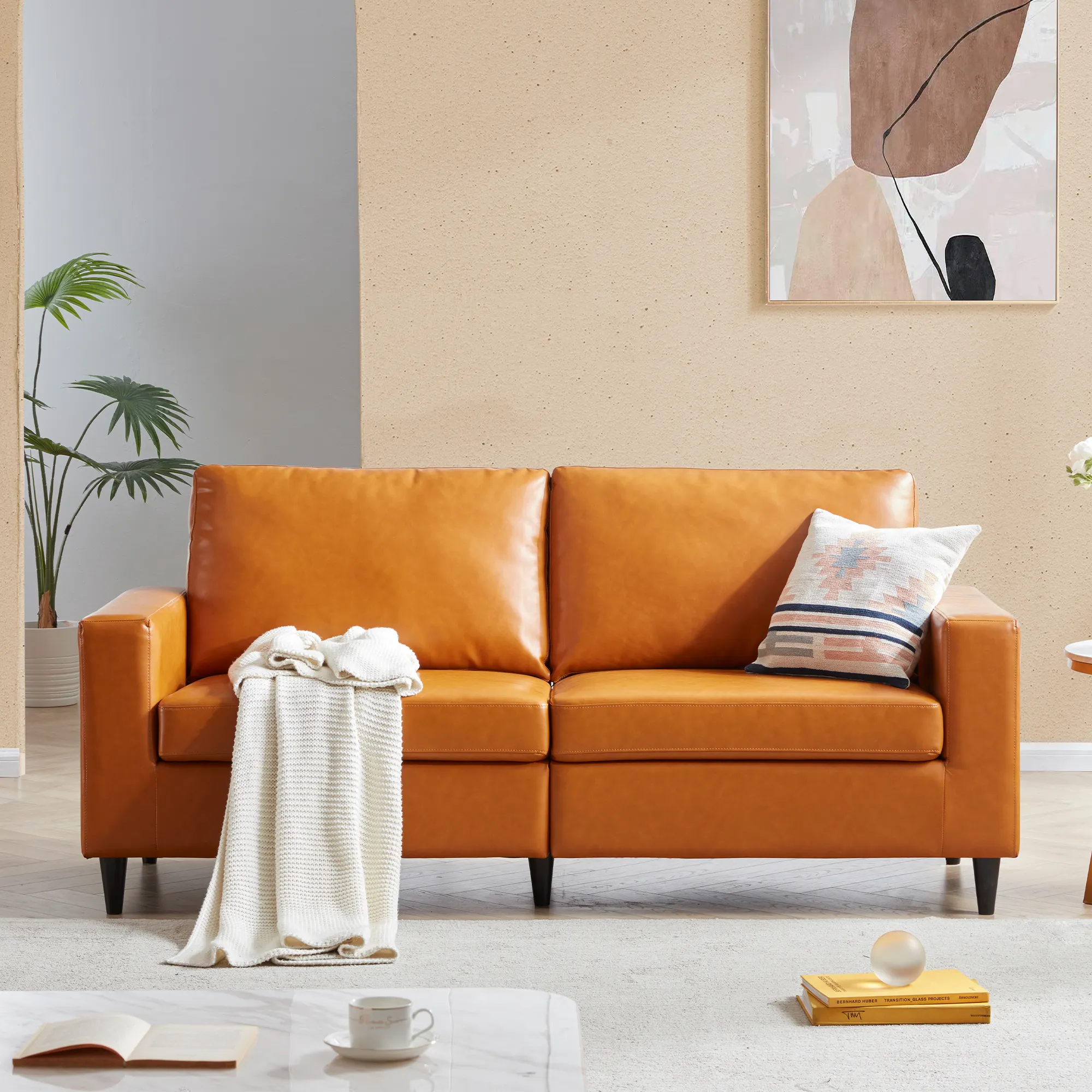 Funda de sofá moderna de tres asientos, tapizada en cuero PU de alta calidad para el hogar y la Oficina