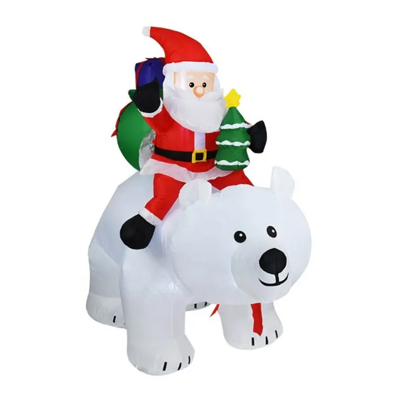 170cm Length Christmas Inflatables Outdoor Santa Clause Riding The Polar Bear with Shaking Head Blow Up with LED Light