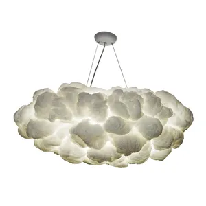 Modern Romantic White Clouds Pendant Lights LED Hotel Lamp White Floating Cotton Cloud Hanging Light
