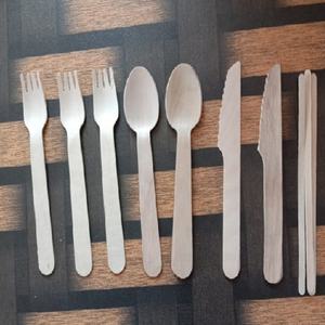 100% Couverts jetables en bois de bouleau naturel Design classique écologique Bols à riz durables avec technique de gravure - Product Image 1