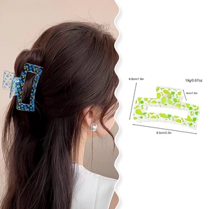 กิ๊บหนีบผมพิมพ์ลาย Shily&OS ขนาด 8.5 ซม. รูปทรงสี่เหลี่ยม ลายผลไม้ ดอกไม้ ฟักทอง เสือดาว วัว ลายตาราง อุปกรณ์ตกแต่งผม - Product Image 6