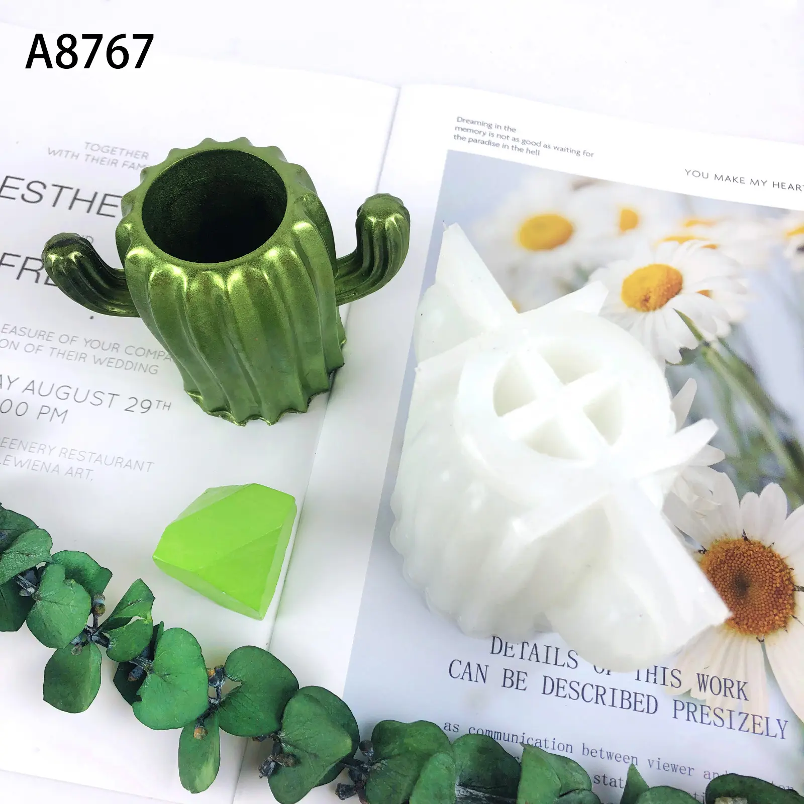 A8767 portapenne Cactus vaso stampo in Silicone cilindro fioriera vaso stampo portaspazzole stampo per resina calcestruzzo gesso polimero