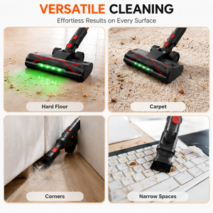 Aspirateur balai sans fil 650W, forte aspiration 38KPa, moteur sans balais, batterie 2200mAh, filtre HEPA, brosse de sol LED verte, OEM/ODM - Product Image 2