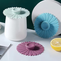 Vente en gros de couvercle de tasse de tournesol en silicone pour le thé/café couvercle de tasse en silicone de qualité alimentaire accessoires de verres anti-poussière et réutilisables