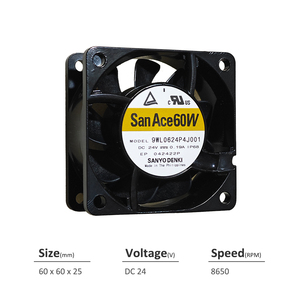 พัดลมระบายความร้อนแบบแกน SANYO DENKI San Ace รุ่น 9WL0624P4J001 ขนาด 60*60*25 มม. 24V DC 4.56W 0.19A 38.8CFM 8650 รอบต่อนาที สำหรับเซิร์ฟเวอร์และอุปกรณ์โทรคมนาคม - Product Image 2