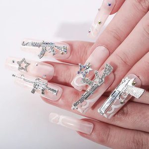 3D lega pistola Nail Charms strass diamanti lucidi metallo AK <span class=keywords><strong>arma</strong></span> pistola Punk Y2K Nail Art gioielli per unghie decorazione - Product Image 3