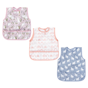 Bavoirs pour bébé personnalisés 39.5*40cm avec crochet et boucle pour l'alimentation avec une poche bavoirs imperméables légers en tissu recyclé pour bébé sans manches - Product Image 2