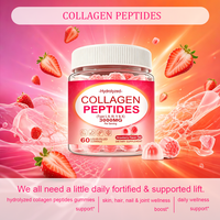 Gummies de collagène en marque blanche 3000mg, sans sucre, fourrées à la fraise, 60 unités, complément alimentaire