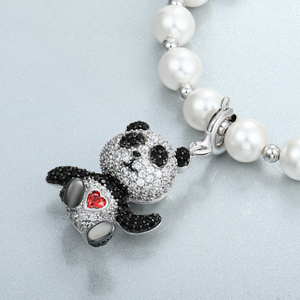 Yilun จี้925รูปหมีแพนด้าน่ารักทำจากเพชร CZ ที่มีเสน่ห์สำหรับสร้อยข้อมือและสร้อยคอ - Product Image 4