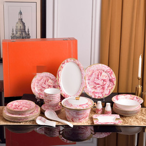 Ensembles d'assiettes à dîner en porcelaine osseuse ensembles de vaisselle en céramique occidentale ensembles de vaisselle avec vaisselle d'emballage pour 58 pièces - Product Image 2