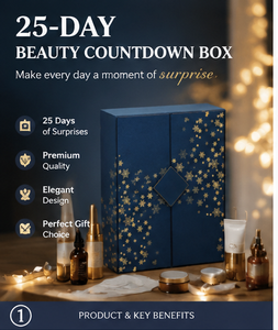 Blue Beauty Advent Calendar <b>Box</b> with 25 Drawers Customizable Gift <b>Packaging</b> for Skincare Cosmetics Fragrance and <b>Small</b> Gifts - Product Image 4
