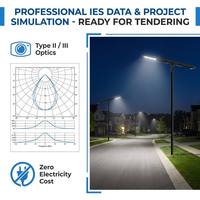 Lampadaire solaire LED extérieur en aluminium haute luminosité IP66, étanche, 20000LM, longue durée de vie, batterie LiFePO4 intégrée intelligente