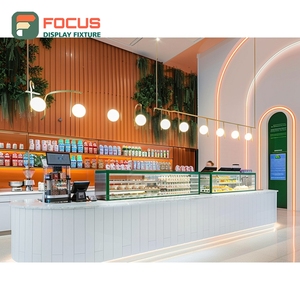 Commercial Coffee Display Cabinet Illuminated Merchandise <b>Shelf</b> <b>Walnut</b> Cafe Display Cabinet - Product Image 6