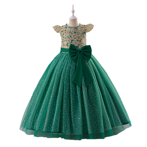 Último Vestido Elegante de Alta Gama para Niña 2025, de Satén Largo con Encaje Bordado en Rojo para Bodas, Niña de las Flores, Bailes de Graduación y Fiestas de Princesa - Product Image 1