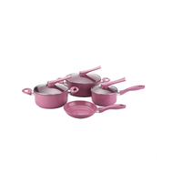 Set Peralatan Masak Baja Karbon Anti Lengket Warna Pink, Panci dan Wajan Baru Datang