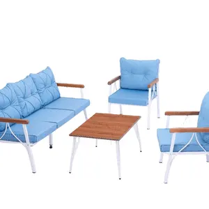 Türkiye'de yapılan moda Metal karkas balkon Demontable 4 adet masa sandalye seti dış mekan mobilyası