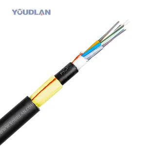 Sheath with Aramid Yarns 48 Core Adss De Cable SM Single Double PE Fiber Optic Cable Wood DRUM PE Outer Jacket