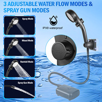 Douche électrique portable en plastique, jet de pluie pressurisé, design moderne et minimaliste, pour bain extérieur, zones sauvages, chantiers et dortoirs