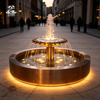 Fuente Musical Circular para Exteriores Plaza con Formas de Agua Personalizadas, Iluminación LED a Color, Instalación de Paisajismo Acuático
