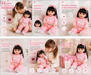 <span class=keywords><strong>Muñeca</strong></span> de Silicona Reborn con Funciones Inteligentes para Niñas, <span class=keywords><strong>Muñeca</strong></span> Eléctrica Interactiva con Música y Voz, 55 cm, con Libro de Peluche - Product Image 4