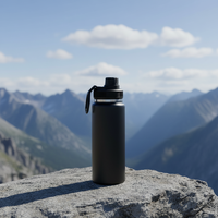 Bouteille isotherme en acier inoxydable à double paroi avec logo personnalisé, 18 oz, 26 oz, 36 oz, pour eau chaude et froide, avec bouchon à ouverture rapide, idéale pour les voyages
