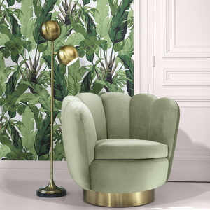 Maison Salon Occasionnel Rotatif Barillet Pivotant Fauteuil avec L'acier Inoxydable D'or Rond Base Tournante Chaise D'accent - Product Image 2