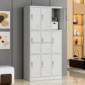 Tùy chỉnh 9-DOOR thép <span class=keywords><strong>Locker</strong></span> bền Key khóa an toàn gõ xuống cấu trúc phong cách hiện đại cho ngoài trời trong các trường học phòng tập thể dục văn phòng - Product Image 4