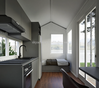 Skyacross2618 Maison conteneur préfabriquée de luxe extensible en acier de 20 pieds et 40 pieds, sur remorque, 2-3 chambres, pour hôtel, bureau, école, ferme