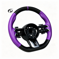 Volant de voiture en cuir plat en fibre de carbone violet personnalisé, adapté aux Mercedes W204 W205 W213 W211 W212 G63 CLA AMG