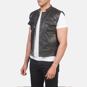 Gilets en cuir véritable de style tendance pour hommes – Qualité supérieure, respirants, pour motards, avec logo personnalisé, gilets en cuir à la mode - Product Image 2