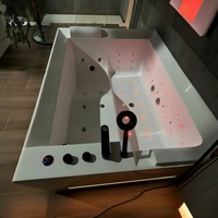 Baignoires autoportantes de luxe en acrylique 70x47 pouces pour hydrothérapie, 40 jets, écologiques, modernes, rectangulaires, Jacuzzi LED d'intérieur