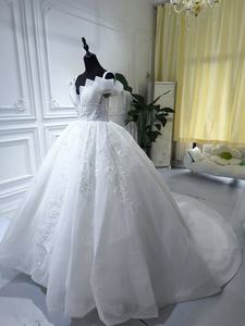 S0464N 2025 livraison directe nouvelle mariée haute Texture queue <span class=keywords><strong>grande</strong></span> <span class=keywords><strong>taille</strong></span> principale une ligne robes de mariée pour femmes - Product Image 4