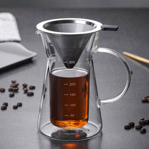 Cafetière en <span class=keywords><strong>verre</strong></span> à double paroi <span class=keywords><strong>Carafe</strong></span> en <span class=keywords><strong>verre</strong></span> réutilisable Cafetière avec <span class=keywords><strong>filtre</strong></span> en acier inoxydable - Product Image 2