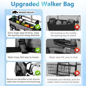 Dropshipping pour sac de rangement Walker, sac latéral pliable pour <span class=keywords><strong>fauteuil</strong></span> <span class=keywords><strong>roulant</strong></span>, grande capacité, modèle portable détachable - Product Image 2