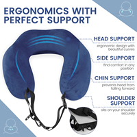 Oreiller de voyage à capuche pour la confidentialité, en mousse à mémoire de forme, pour longs trajets en avion, soutien cervical, kit de voyage portable pour le bureau