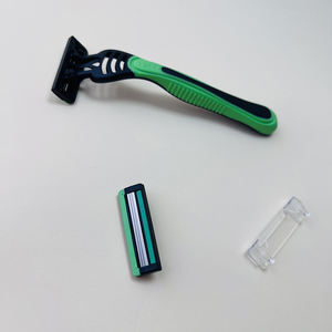 <span class=keywords><strong>Mango</strong></span> de goma de afeitar curvo de 3 cuchillas de acero inoxidable para hombres con diseño de espalda abierta - Product Image 3