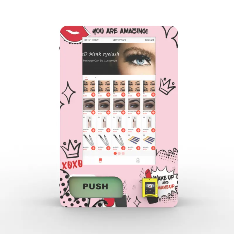 화장품 면 패드 콘돔 자동 판매기 카드 리더기 및 연령 확인 기능이있는 자동 스마트 디지털 자동 판매기
