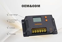 Contrôleur de charge solaire PWM manuel Lumiax série Max-U 10A/20A 12V/24V avec écran LCD et régulateur d'éclairage PCB