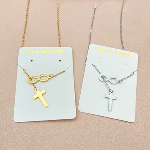 Breloque en acier inoxydable plaqué or 18K, pendentif croix Infinity, collier, bijoux tendance pour femmes et dames - Product Image 3