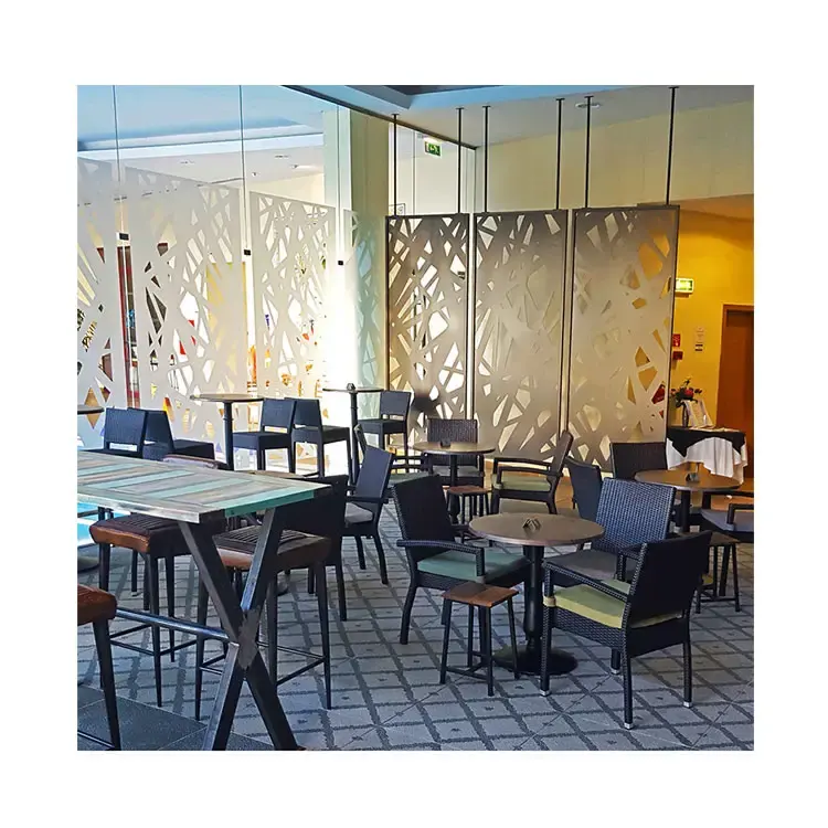 Hotel Lobby Decoration Gold Stainless Steel Laser Cut Metal Screens & Room Dividers